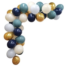Kit arche de 40 ballons Artyfêtes - La Navy - Marine, ciel, bleu orage, crème et or 