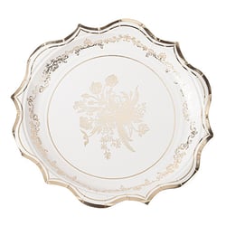 Lot de 8 assiettes Artyfêtes - Vintage - Carton - Blanc et or - Ø23 cm 