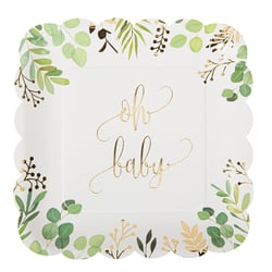 Assiettes x8 - Oh Baby - Blanches, vertes et or