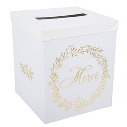 Urne Jolis Brins - Merci - Blanc et or - 21 x 25 cm                       