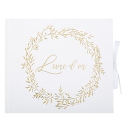 Livre d'or Jolis Brins avec ruban - Blanc et or - 22 x 19 cm - 68 pages
