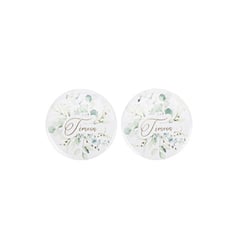 2 Badges Témoin Sauge Green Blancs, Vert Sauge et Or - 5 cm