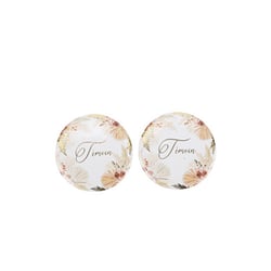 2 Badges Témoin Coachella Mood Blancs - Terracotta, Blush et Or - 5 cm