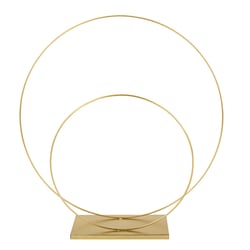 Décoration double cercle sur socle en métal - Or - 40,5 cm, 38,5 cm et 26 cm
