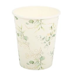 8 Gobelets Sauge Green Blancs, Vert Sauge et Or - 255ml