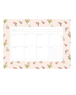 Semainier Blue Art - 19,25 x 27 cm - Flocon de Fleurs - 52 pages