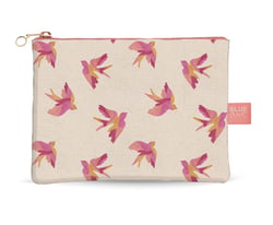 Pochette 1 compartiment Blue Art - Rose - Bird