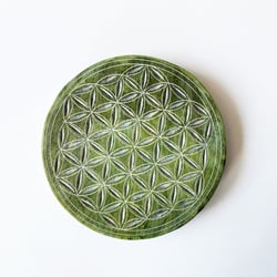 Plateau en stéatite - Fleur de vie - vert