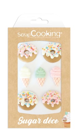 Lot de 7 décorations en sucre ScrapCooking®- Donuts & Glaces - 37 g