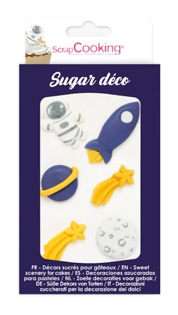 Lot de 6 décorations en sucre ScrapCooking®- Espace - 11 g