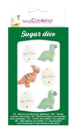 Lot de 6 décorations en sucre ScrapCooking®- Dinosaure - 15 g