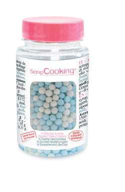 Décorations en sucre ScrapCooking® - Perles blanches et bleues - 55 g