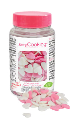 Décorations en sucre ScrapCooking® - Coeurs - Blanc/rose - 50 g