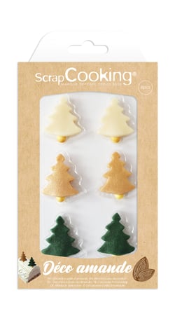 Lot de 6 décorations en pâte d'amandes ScrapCooking® - Sapin - 22 g