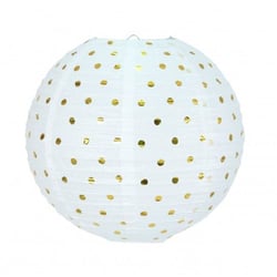 Lanterne japonaise - blanche à pois or