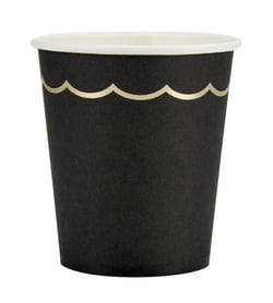 Gobelets festonnés - 200ml noirs et or x 8