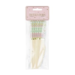 8 petites couteaux en bois Le Papyrus - Shabby et or