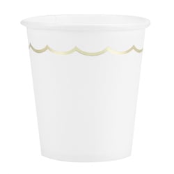 Gobelets festonnés - blanc et or - 200ml