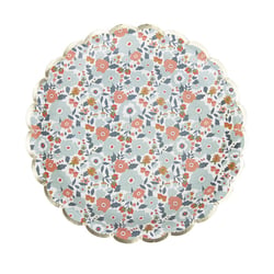 ASSIETTES FESTONNEES 23CM FLEURS ET OR X 8