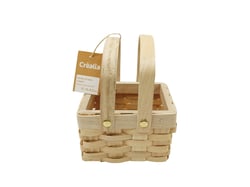Panier carré en bois tressé avec anses - Collection Pâques - Créalia
