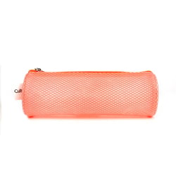 Trousse ronde en maille - 1 compartiment - Orange fluo - Cultura