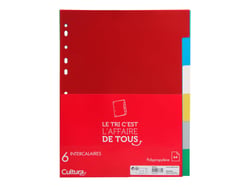 Lot de 6 intercalaires A4 - Polypropylène - Cultura