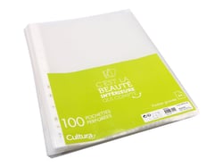 Lot de 100 pochettes perforées A4 - Plastique - Cultura