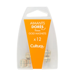 Lot de 12 aimants dorés 9 mm de diamètre Cultura