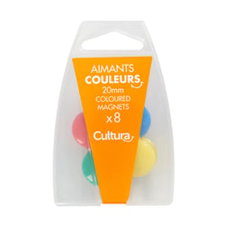 Lot de 8 aimants de couleurs variées 2 cm de diamètre Cultura