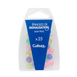 Lot de 25 épingles de signalisations de couleurs variées Cultura