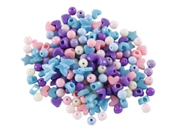 Sachet de perles « rondes et étoiles » tons pastels en plastique - Créalia