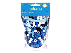 Sachet de perles bleues en bois avec cordon - Créalia