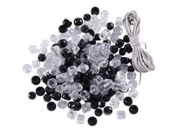 Sachet de perles noires en plastique avec cordon - Créalia