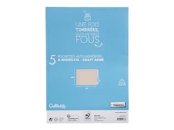5 Pochettes en kraft armé à soufflet adhésives - 229x324mm - 130g/m² - Cultura
