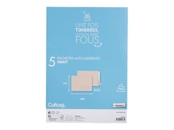 5 enveloppes kraft adhésives - 176x250mm - 90g/m² - Cultura