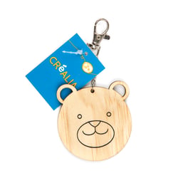 Porte-clefs ourson bois naturel - Créalia