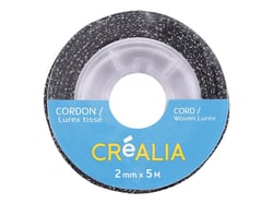 Cordon pailleté tissé 2 mm x 5 m Créalia - Noir
