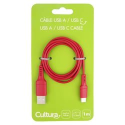 Câble USB-A vers USB-C - Rouge - Cultura -1 m