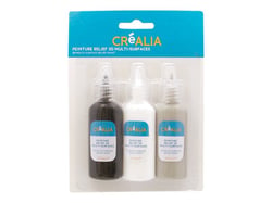 set 3x22ml de peinture 3D - noir blanc gris