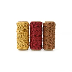 3 Cordons coton ciré 1 mm x 10 m Créalia - Curry / Rouge / Camel