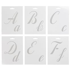 Lot de 26 pochoirs - Lettres calligraphiées - 15 x 20 cm - Créalia