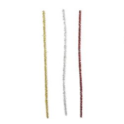 30 fils chenille métalliques dorés argentés rouges 30 cm Noël - Créalia