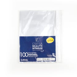 Pochette perforee paquet de 100 a4 incolore - pochettes perforées - Gibert