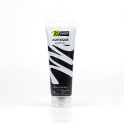 Tube de 120 ml de peinture acrylique Monali - Noir Ivoire