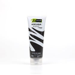 Tube de 120 ml de peinture acrylique Monali - Noir de Mars