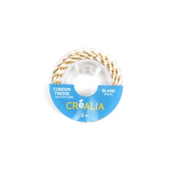 Cordon tressé 2m - blanc, beige, doré - Créalia