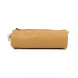 Trousse ronde effet cuir - 1 compartiment - Camel - Cultura