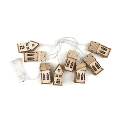 Guirlande lumineuse maisonnettes LEDs - Bois - Créalia