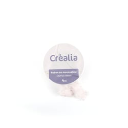 Ruban mousseline de soie - Rose poudre et or - 4 m - Créalia