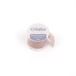 Ruban mousseline de soie - Vieux rose poudre or - Créalia